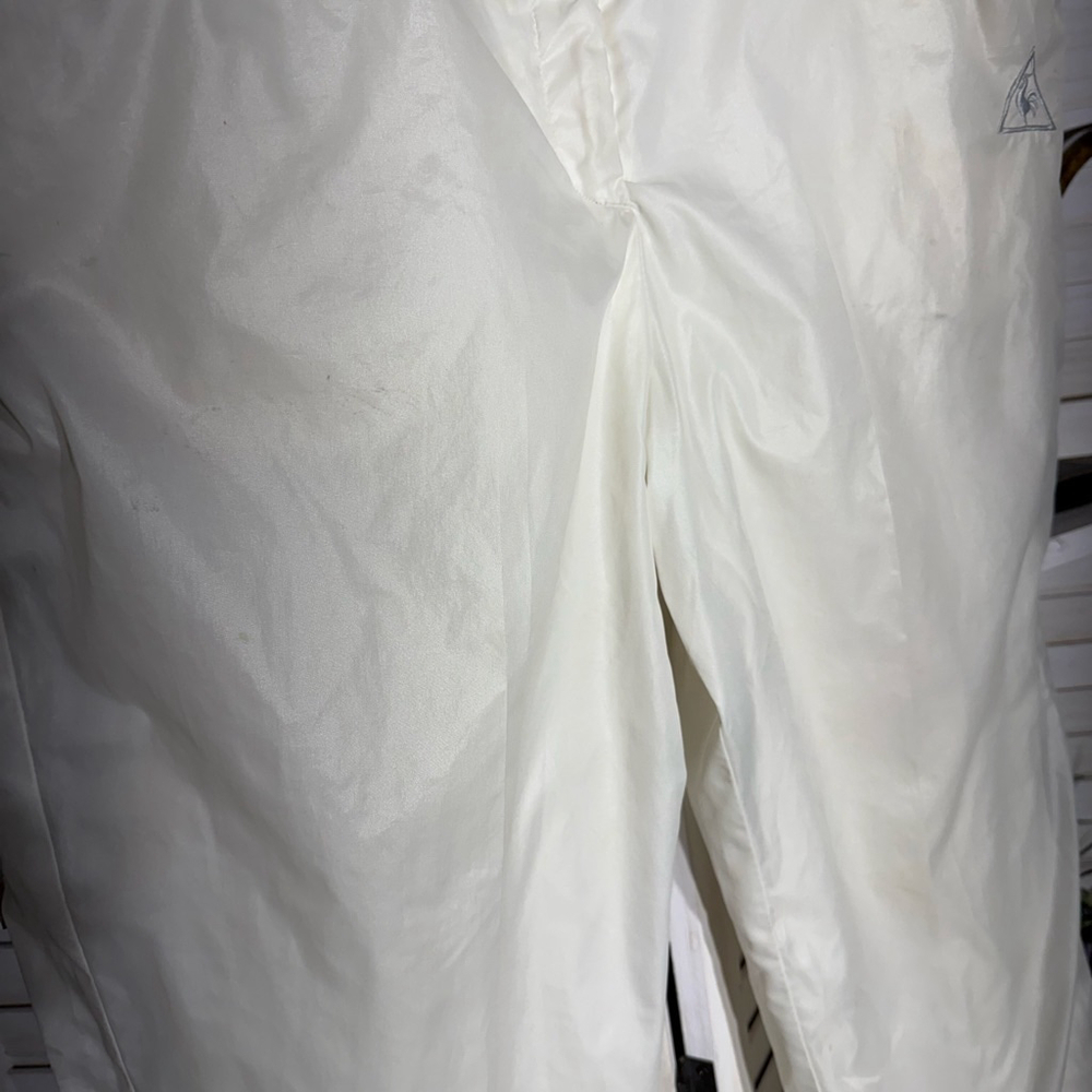 Le Coq Sportif vintage white pants wide legs waterproof elastic waist sz M - Picture 7 of 11